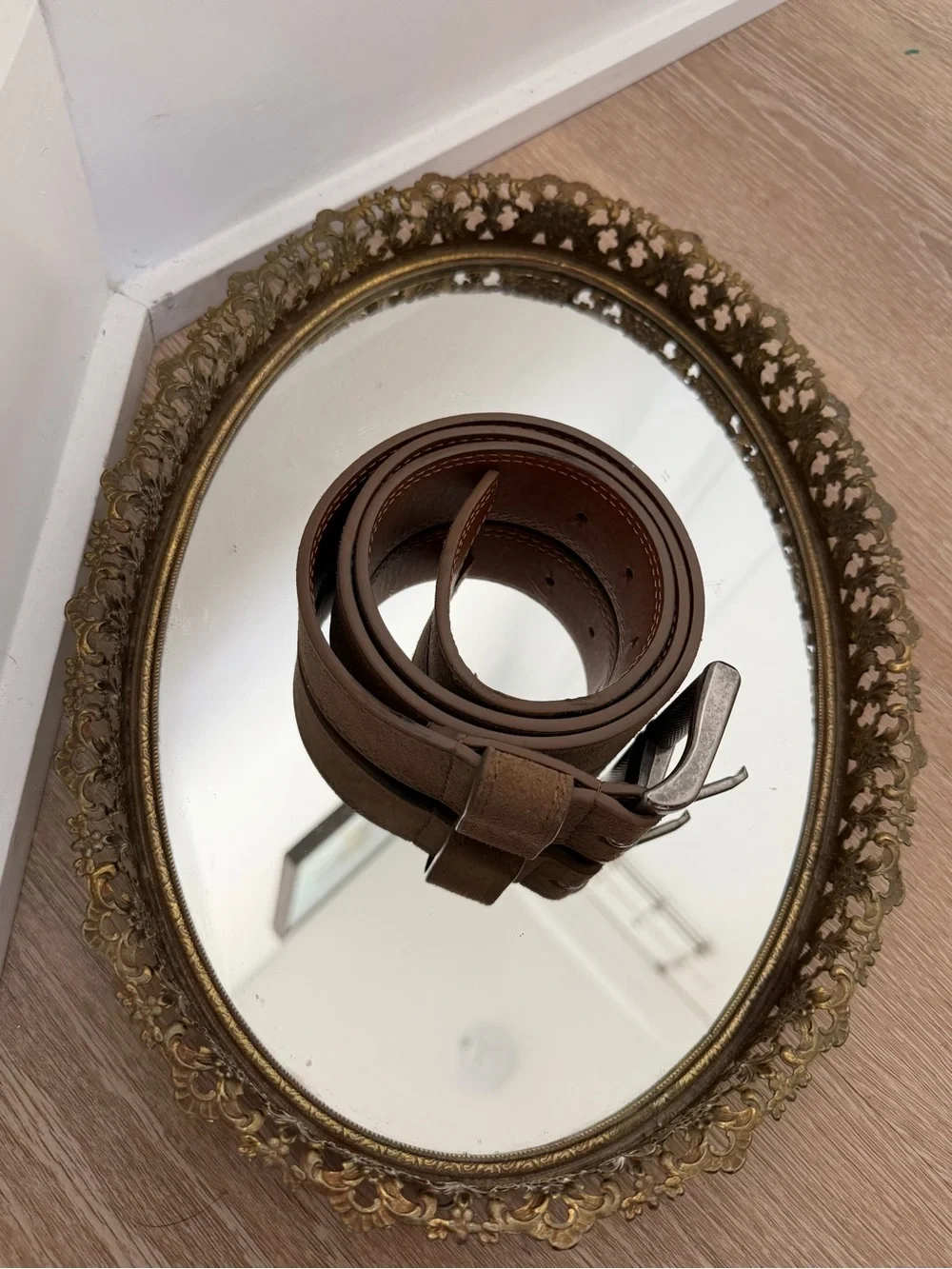 Nordstrom 1901 Men’s Suede Belt Size 36 Tan Silver Buckle